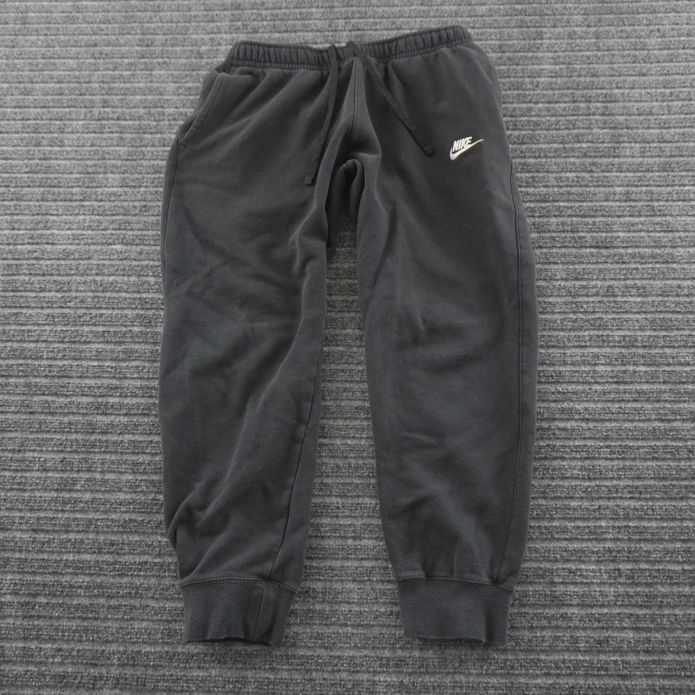Nike Jogger Pants Mens M Black Embroidered Logo Fleece Cuffed Sweatpants